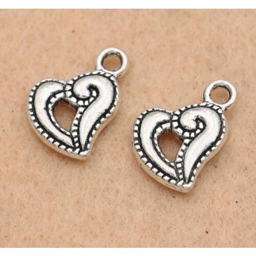 10pcs Antique Silver Plated Heart Charms Pendants Jewelry Making Accessories Diy Jewelry Findings 12mm
