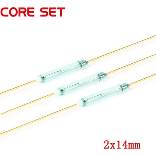 10pcs Reed Switch 2x14mm Magnetic Control Switch Green Glass Reed Switches Glass Normally Open NO Contact For Sensors