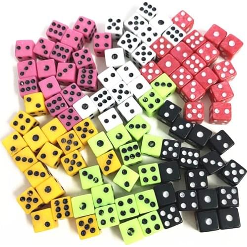 100 Pcs/lot 8*8*8mm 6 Sided Square Point Dice Puzzle Game Cube For DIY Board Game Accessory