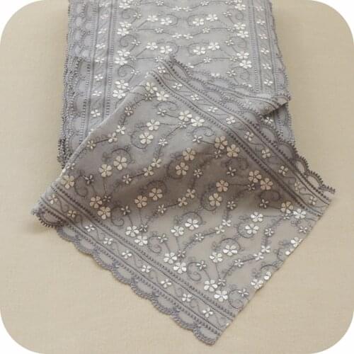 2meters/lot 25cm 2side embroidered, 30cm 1side embroider Mesh Lace Trim Home Garden Grey Color Lace Fabric Dress Accessory X401