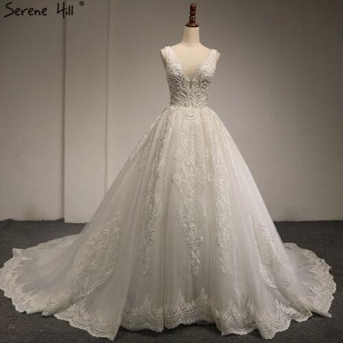 2021 White High-end V-Neck Sexy Wedding Dresses New Luxury Sexy Sleeveless Beading Bridal Gown Real Photo