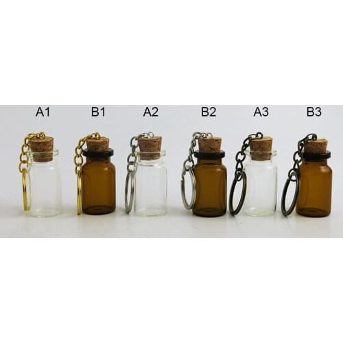 30 x 7ml Clear Cute Mini Small Glass Bottle Cork with Metal Key China 7cc Amber Glass Vials Containers for Beads Displayer