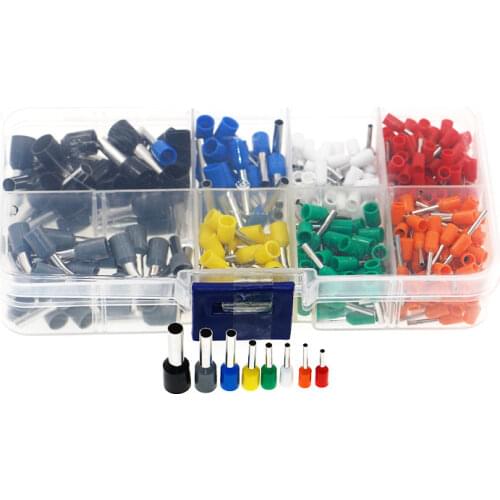 400pcs 8 Size 8 Color Wire Copper Crimp Connector Insulated Cord Pin End Terminal Kit Set