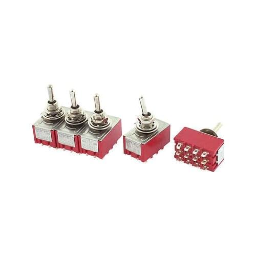 AC 250V 2A AC 120V 5A 4PDT ON-OFF-ON 12 Pins Latching Toggle Switch 5 Pcs