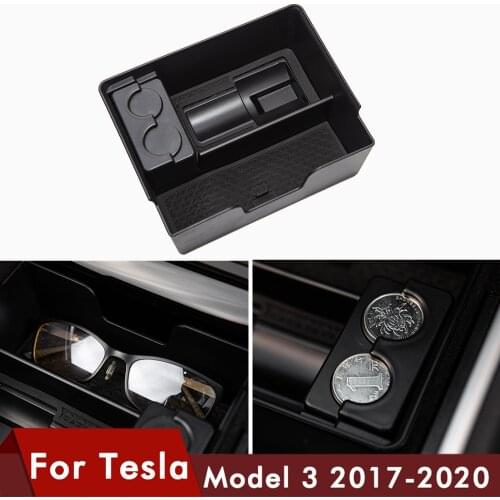 For Tesla Model 3 Auto Accessories interior Car Central Storage Contenet Box Black Auto Container Glove Organizer Case 2017-2020