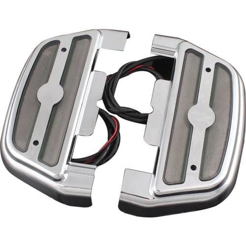 White LED Lighted Rear Footrest Passenger Floorboard Cover For Harley Street Road Electra Glide Softail Trike Road King Models