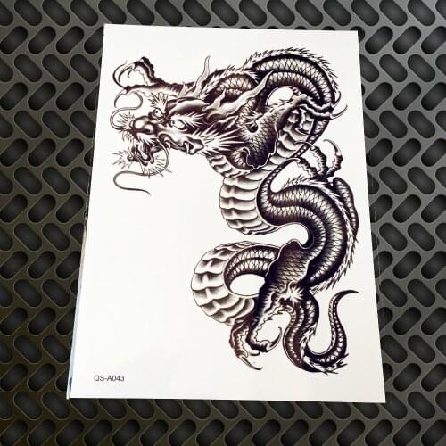Large! 15*21CM 3D Mens Temporary Tattoo Stickers GQS-A043 Chinese Black Dragon Design Totem Fake China Dragons Inspire Tatoos