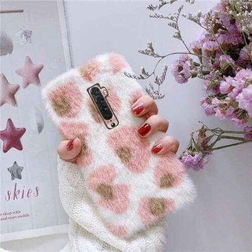 Realme X2 Pro Realme 8 7 6 C3 Case Fluffy Leopard grain Warm Case For OPPO Reno 4Z 3 4 5 Pro A72 A52 A32 A5 A9 2020 Phone Cover