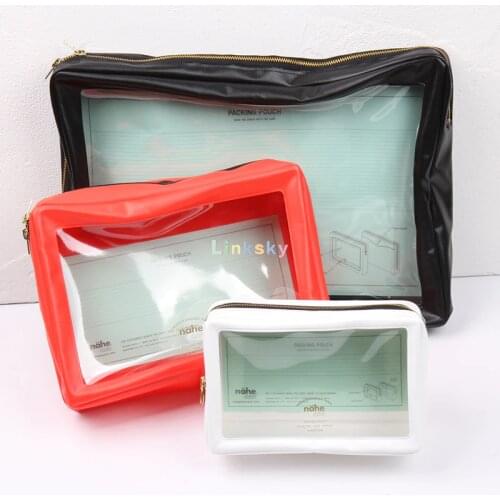 HIGHTIDE Nahe Color Multifunctional, Stationery Pencil Case, Cosmetic Bag, Waterproof Mini Transparent Window, Large Capacity