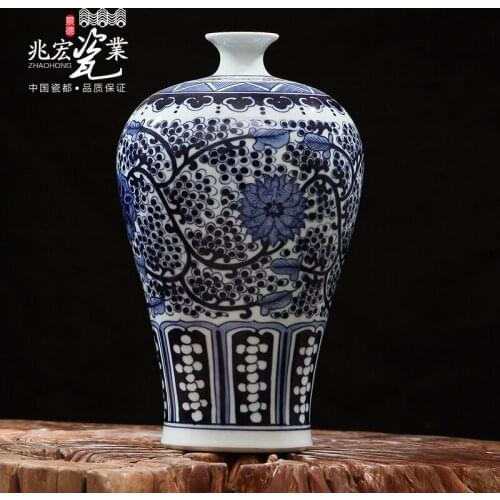 Jingdezhen ceramic hand-painted blue and white porcelain decoration crafts high-end Chinese classical decoration decoration livi