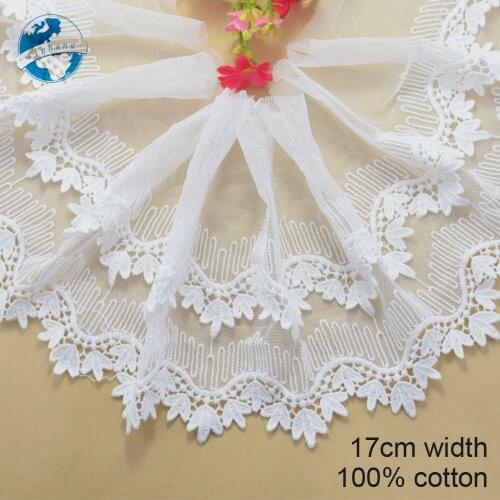 17cm double layer cotton Embroid lace sewing ribbon guipure trim or fabric warp knitting Garment Accessories african lace#3013