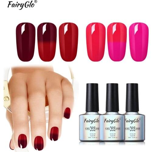 FairyGlo Wine Red Nail Polish 10ML Temperature Change UV Nail Gelpolish Winter Style Glue Varnish Hybrid Lucky Lacquer Stamping