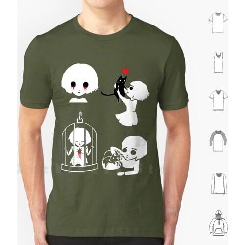 Fran Bow-B / W Pattern T Shirt 6xl Cotton Cool Tee Fran Bow Fran Bow Midnight Mr Midnight Video Game Horror Adventure Blood