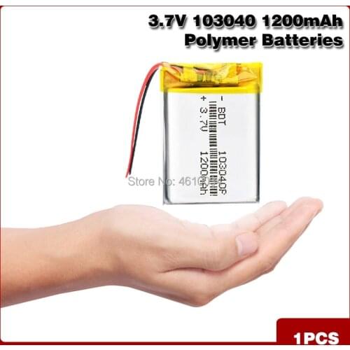 3.7V 1200mAh 103040 Lithium Polymer LiPo Rechargeable Battery For MP3 MP4 GPS PSP VR DVR DVD mobile video game Tablet Power bank