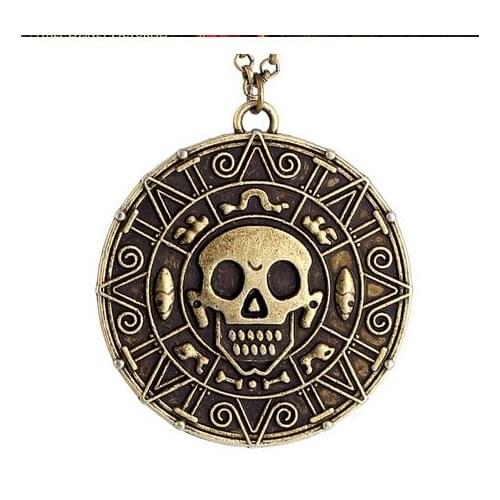 N325 European and American FilmNew personality Caribbean Pirates Aztec gold coins fashion necklace