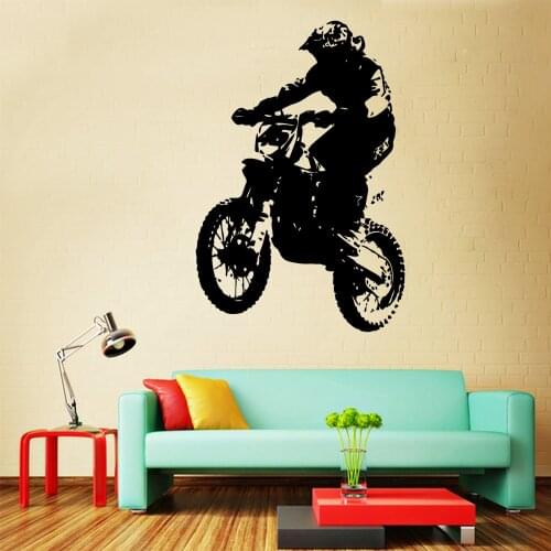 Cartoon Style Off-road Motorcycle Removable Pvc Wall Stickers Vinyl Wall Art Decals Mural Poster