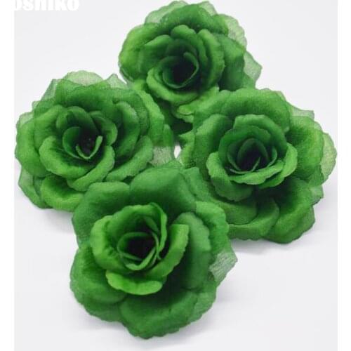 New 8 cm Dark green 50 Pcs Artificial Rose Flowers Decoration for Stage DIY Decoration Fake Flowers kissing ball Home decor