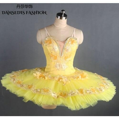 Newest Yellow Classical Pancake Ballet Tutu Dress,Women/Girls Ballerina Professional Competition/Performance Stage Dance Costume