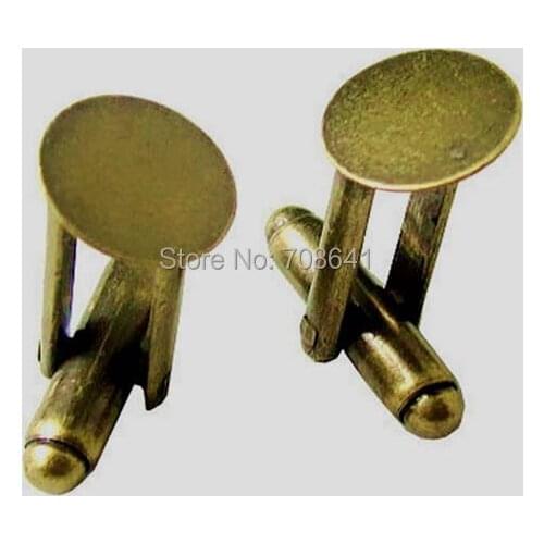 Blank Cufflinks Settings with with Flat circle Pad Cabochons Cufflinks Slide Pitch Mens Cuff links DIY Findings Antique Bronze