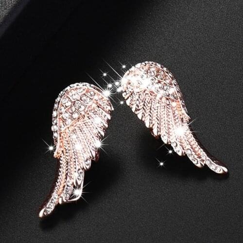 Brincos Earring For Women Fashion Jewelry Rose Gold And Silver Color Angel Wings Ear Stud Earrings Party Wedding Oorbellen