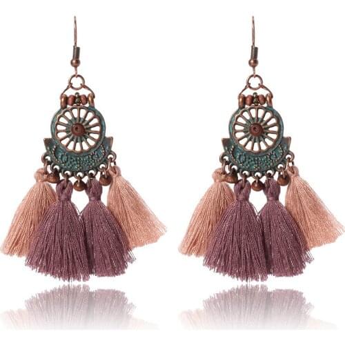 MIARA.L 2018 New Retro Ethnic Hot Palace Style Delicate Pattern Fashion Tassel Earrings