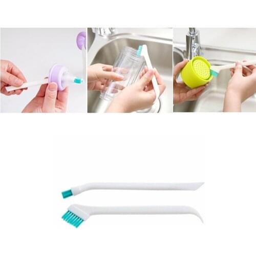 2pcs/set Cleaning Brush For Thermos Bottle Milk Bottle Portable Narrow Gap Long Handle Cleaning Brush Household Cleaning Tools