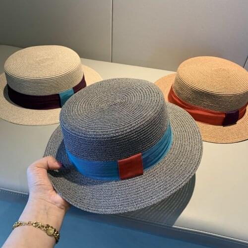 Boater Top Hat 2021 New Summer Straw Hats for Women Beach Sun Protection Cap Sombreros De Sol Chapeau Paille Accessories Gorro