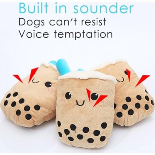 Cute Plush Toys Squeak Pet Simulation Milk Tea Plush Toy Dog Chew Squeaky Whistling Tooth-cleaning Chew Molar Toy Pets Product