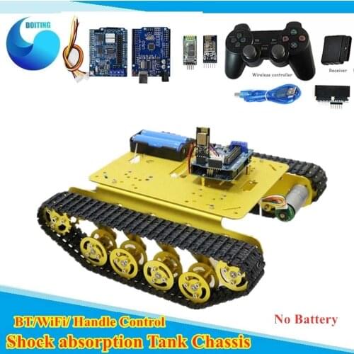 TS100 Wifi/Handle/Bluetooth Control Smart Robot Tank Chassis Car Kit for Arduino with U NO R3, 4 Road Motor Driver Board