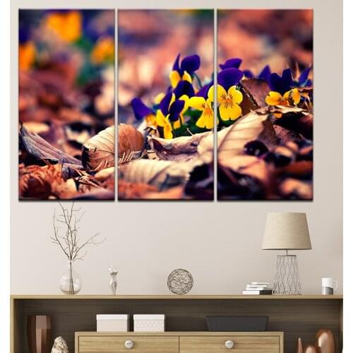 Modern Canvas Paintings Living Room Decor 3 Panel Yellow Flowers Landscape Picture Wall Art HD Print Deciduous Posters Framework