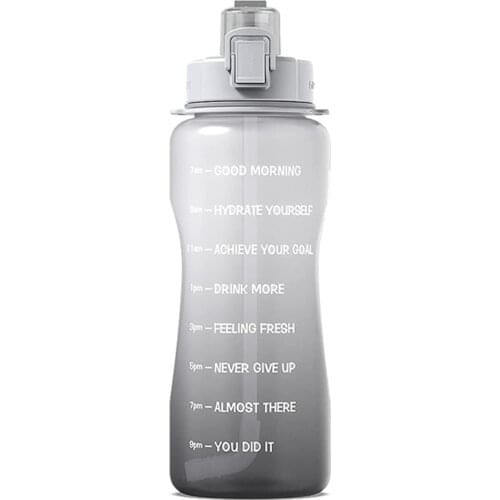 Sport Water Bottle with Straw & Time Marker, 64 Oz Gallon Tritan Water Bottle , Leak Proof, for Outdoor, Fitness, Gym