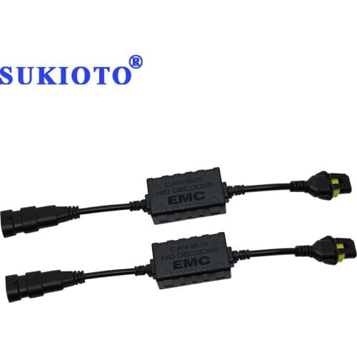 SUKIOTO HID Ballast Decoder EMC Ballast Error Canceller Wires Harness Canbus Ballast 9005 9006 H11 Igniter Warning Canceller