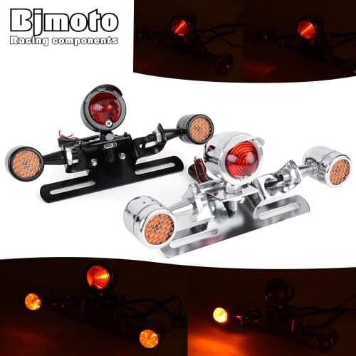 Universal Motorcycle Accessories CNC Taillight License Plate For Honda Kawasaki Suzuki Yamaha Sportst Wirh LED Turn Signal Light