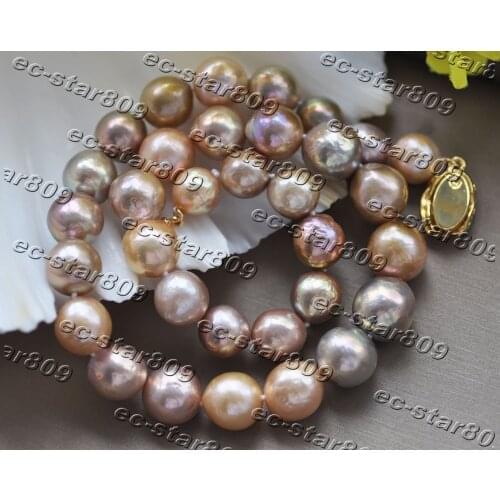 Z11173 Glare 17" 14mm Round Peacock Lavender Pink Edison KESHI Pearl Necklace Choker Women Fine Jewelry