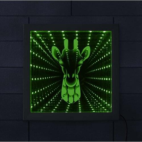 Zoo Animal Giraffe LED Tunnel Lamp Infinity Illuminated Mirror Night Light Atmosphere Light Luminaria Table Wall Lamp marco foto