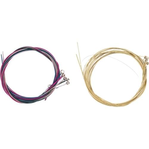 1 Set Rainbow Colorful Color String for Acoustic Guitar & 6 Pcs E, A, D, G, B, E nickel plated steel Guitar Strings Set