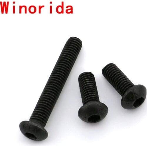 10.9 Grade High Strength Mushroom Head Hexagon Socket Screw ISO7380 Semi Round Head Hex Socket Screw Long Bolts M2M3M4 5PCS
