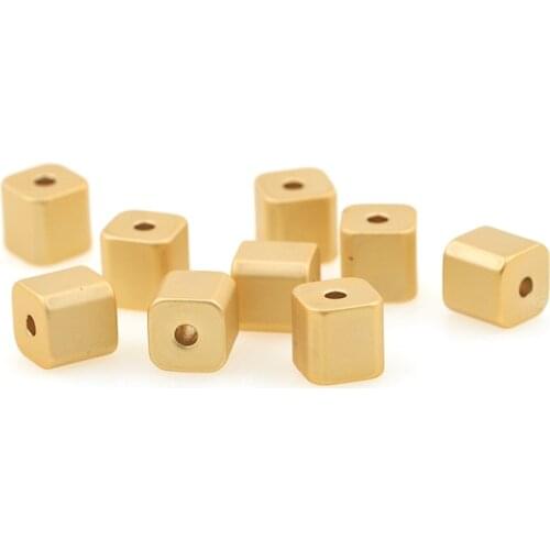 Copper Gold Cuboid 3D Tube Small Hole Beads For Necklace Bracelet DIY Jewelry Making