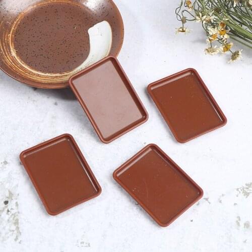 2pcs Dishes Simulation Plates Dollhouse Tray Miniature Pretend Play Kitchen Toys Kitchen toy dinner tableware