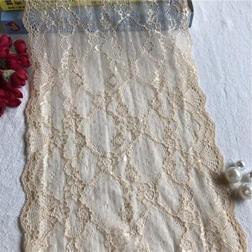 20.5cm E1401 Gold Yellow Large Lace Fabric Decoration High Quality Soft Fall Nylon Lace Wedding Dress Decoration DIY