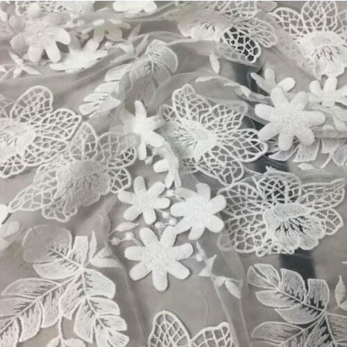 5Yards French Net Embroidery Lace Fabric High Quality African Guipure Transparent Mesh Lace Tulle Fabric For Womens Clothing