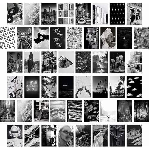 50/70Pcs Beige Aesthetic Pictures for Wall Collage Boho Cards Cream Collage Print Kits Warm Color Room Wall Bedroom Decor#20