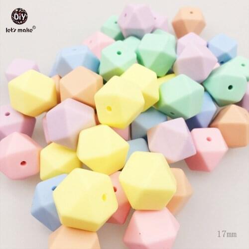 Lets make Silicone Beads Nursing Jewelry 50pc 17mm Kid Chew Beads DIY Necklace Sensory Candy Color Octagonal Beads Baby Teether
