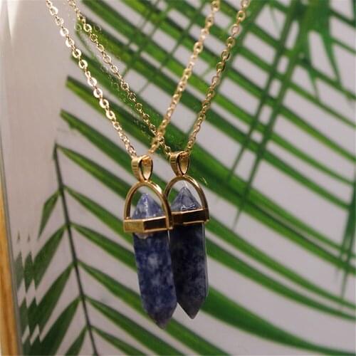 78MM Kawaii Moon Agate Multilayer Necklace Men Women Trend Temperament Funny Golden Hexagonal Agate Stone Pendant Necklace Gifts