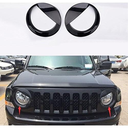 2 Pcs Car Headlight Chrome Bezels ABS Front Light Headlight Trim Cover Car Styling For Jeep Patriot 2011-2017 Car Accessories