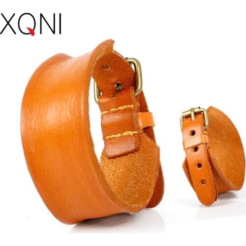 Big Size! New Fashion Simple Genuine Leather Bracelet For WomenTrendy Soft Knight Courage Bandage Wrap Charm Bracelets