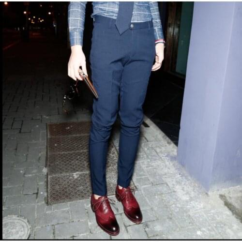 28-36 Tide Brand Spring And Summer Feet Pants Mens Fashion Small Trousers Youth Pants Korean Slim Stretch Casual Suits Pants