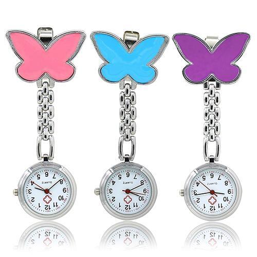 Womens Cute Pendant Butterfly Nurse Cl-ip-On Brooch Quartz Hanging Pocket Watch pocket watch nurse watch ladies women doctor