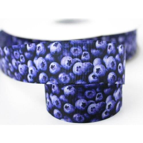 Blueberry (fruit) printed grosgrain ribbon 9-75mm DIY handmade materials christmas wedding gift wrap tape ribbons