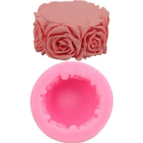 Flower Rose Wooden plancon Silicone Fondant Soap 3D Cake Mold Cupcake Jelly Candy Chocolate Decoration Baking Tool Moulds FQ1960